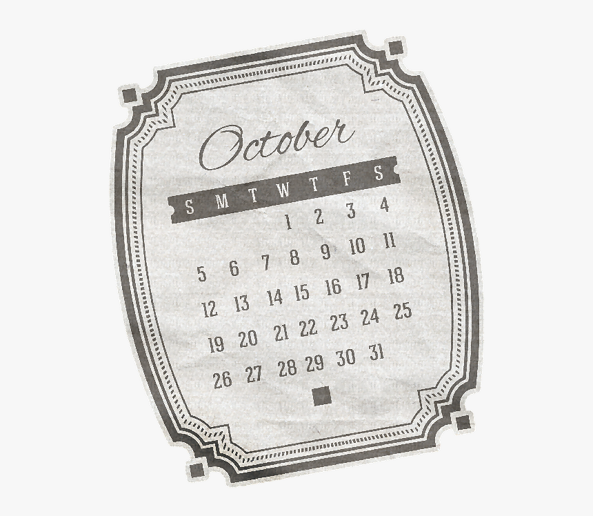 Calendario Vintage Octubre, HD Png Download, Free Download
