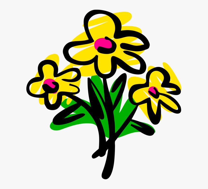 Vector Illustration Of Spring Yellow Garden Flowers, HD Png Download, Free Download