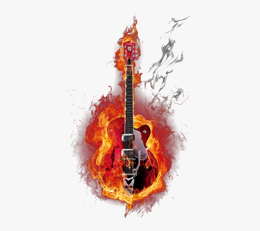Le Burning Humour Allumer Illustration Guitar Feu Clipart - Electric Guitar Fire Png, Transparent Png, Free Download