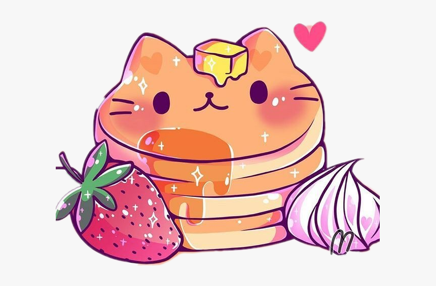 #panqueque #frutilla #strawberrie #onion #cebolla #gato - Kawaii Pancake Clipart, HD Png Download, Free Download