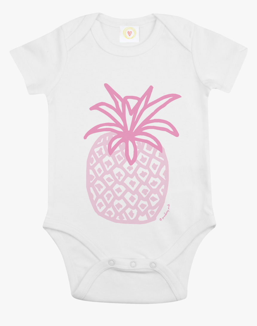 Gooseberry Pink Pineapple Baby Bodysuit In White Organic - Bodysuit, HD Png Download, Free Download