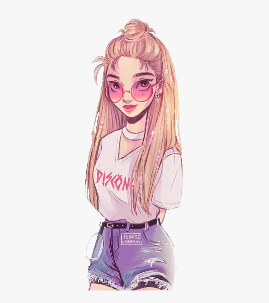 #freetoedit #girl #sunglasses #bun #shorts #prettygirl - Fashion Small Drawing, HD Png Download, Free Download