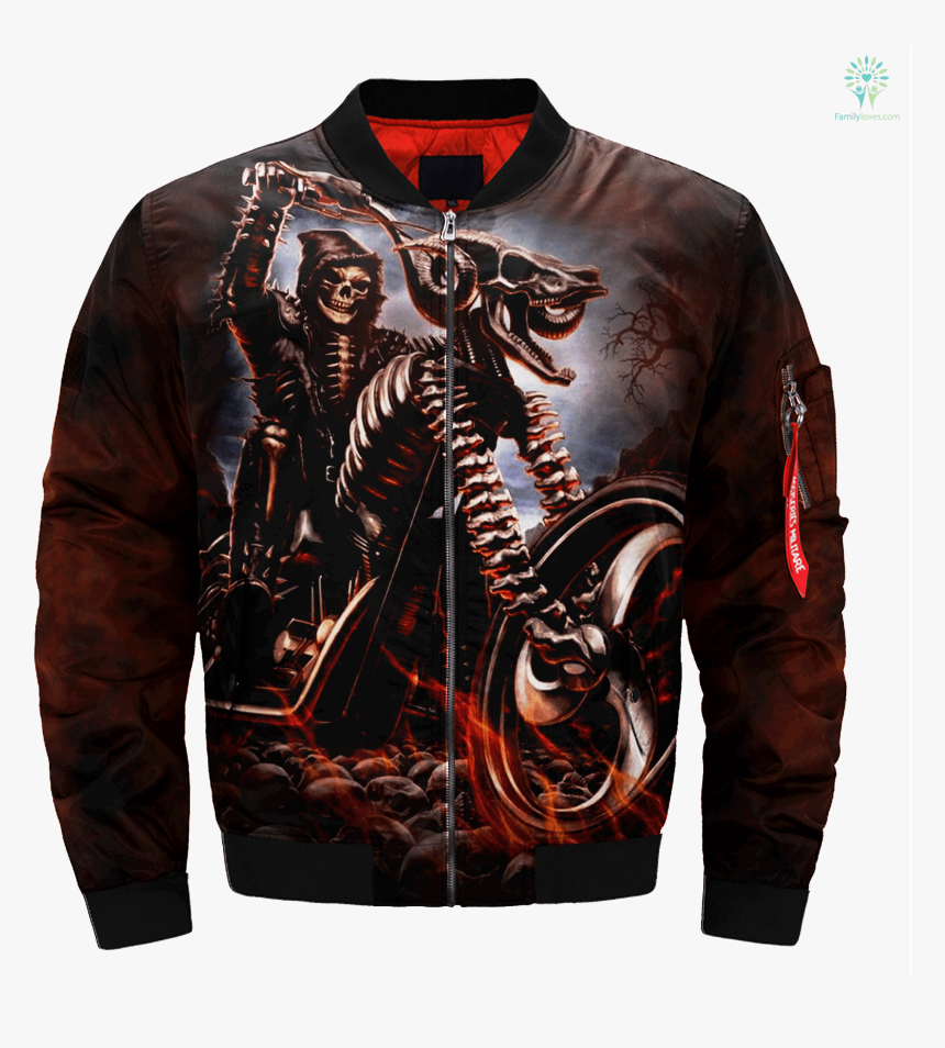 Motorcycle Skeleton Over Print Jacket %tag Familyloves - Jacket, HD Png Download, Free Download