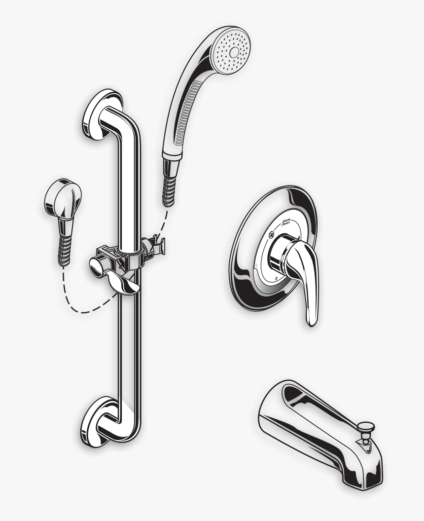 1662sg225002 Commercial Shower System With Slide Grab - American Standard 1662.223 002, HD Png Download, Free Download