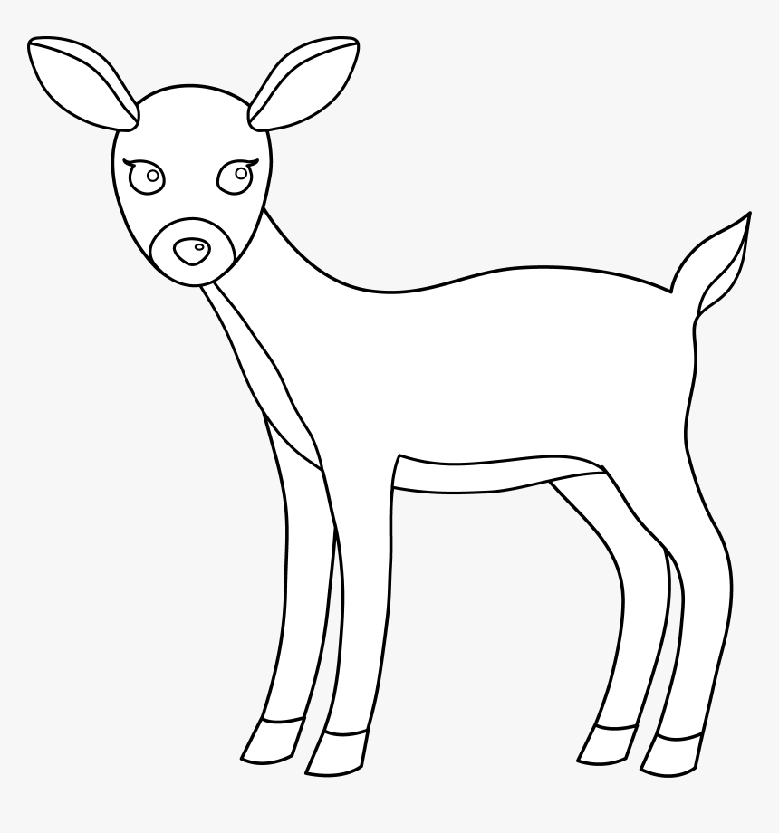Mother Deer Nursing Her Fawn Vector Clipart - Cute Doe Clipart Black And White, HD Png Download, Free Download