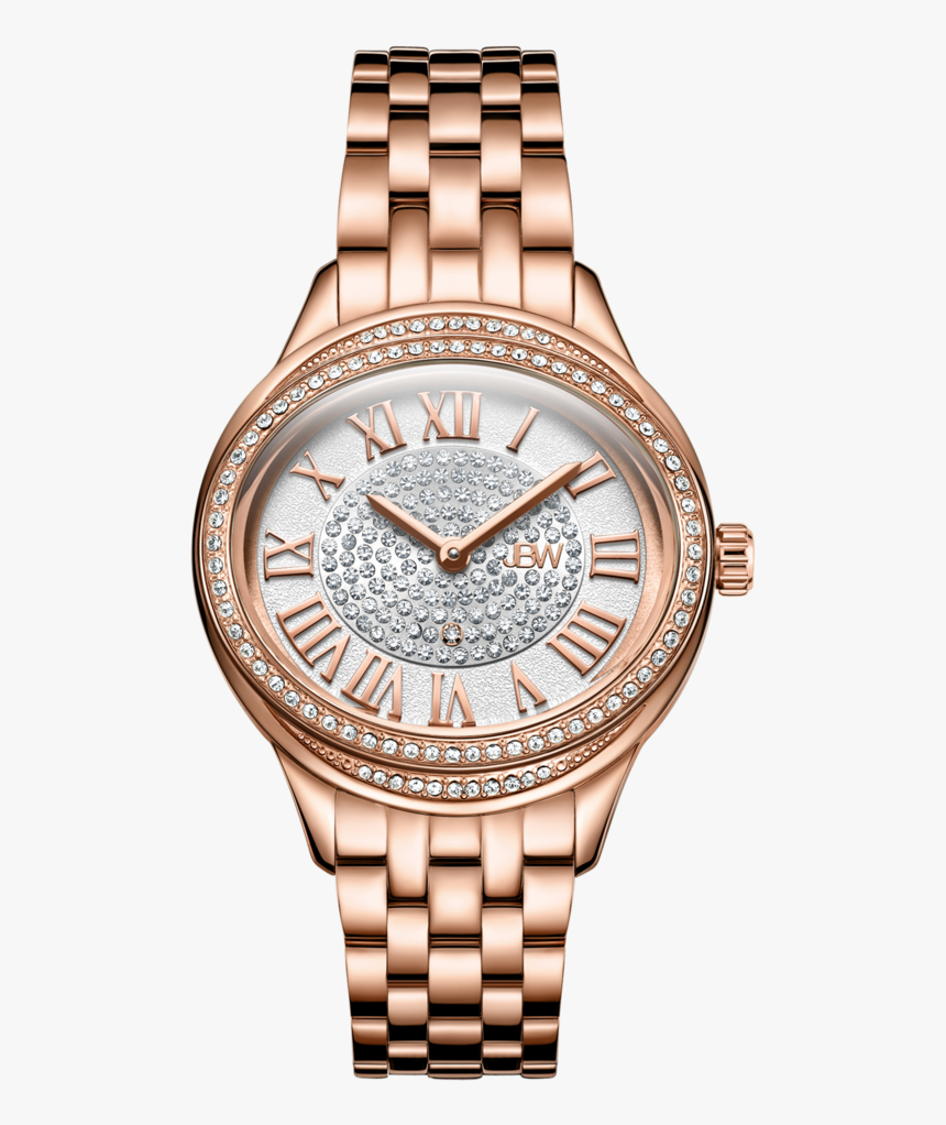 1 Jbw Plaza J6366c Rose Gold Diamond Watch Brown Leather - J6366 Setc, HD Png Download, Free Download