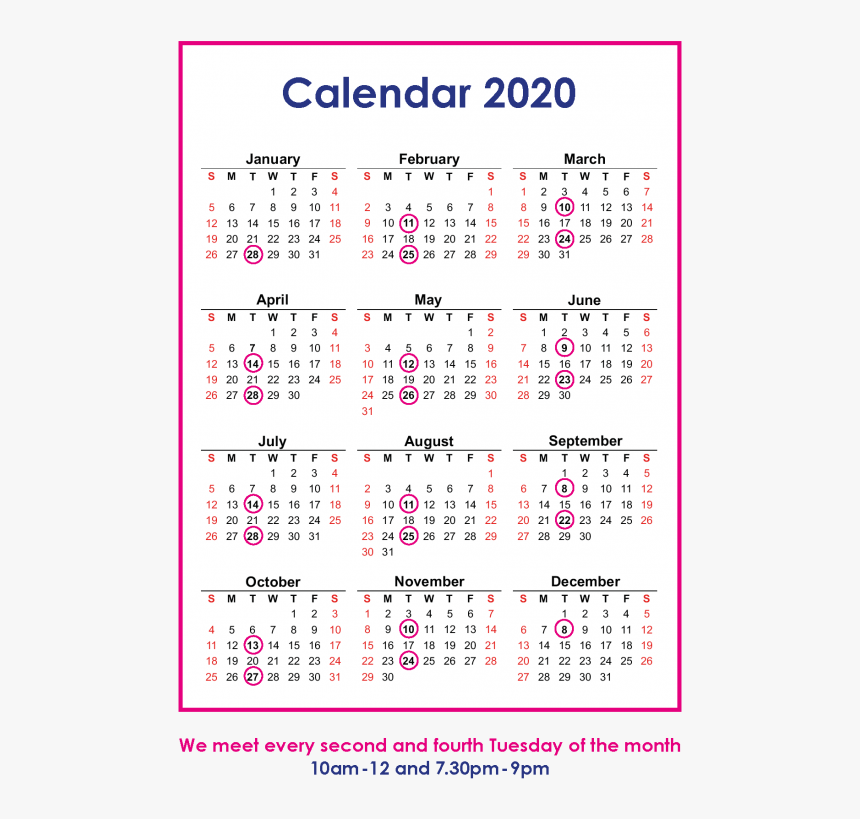 2020 Clutter Club Calendar - One Page 2020 Calendar Printable, HD Png Download, Free Download