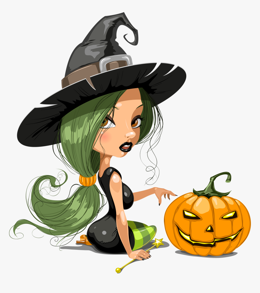 Religious Cross With Scarecrow And Pumpkin Clipart - Cute Witch Halloween Cartoon, HD Png Download, Free Download