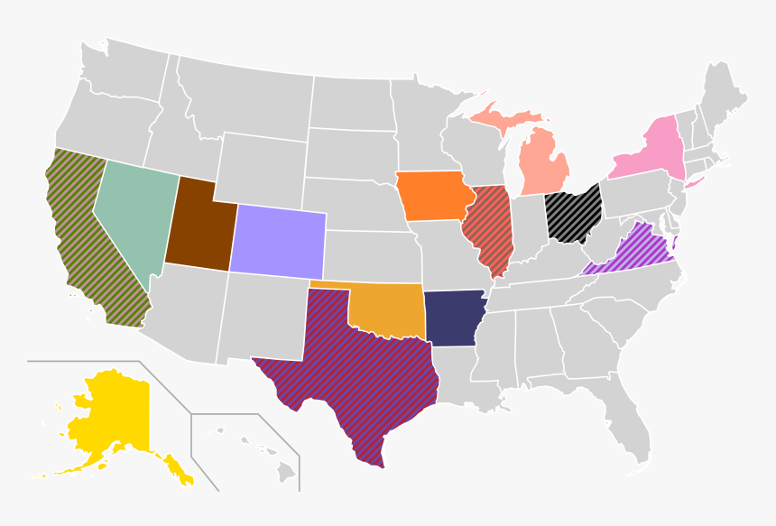 Presidential Candidate Home State Locator Map, 1992 - United States Of America Map 4 - Colorful Usa, HD Png Download, Free Download