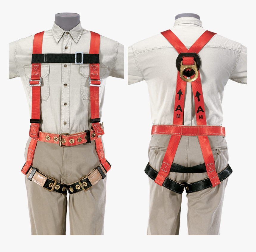 Men Climbing Harness Front And Back - Safety Harness, HD Png Download, Free Download