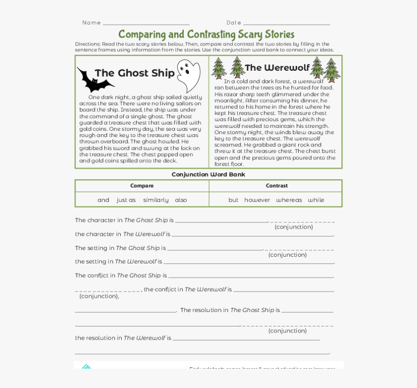 Scary Story Elements - Scary Sentences Using Conjunctions, HD Png Download, Free Download