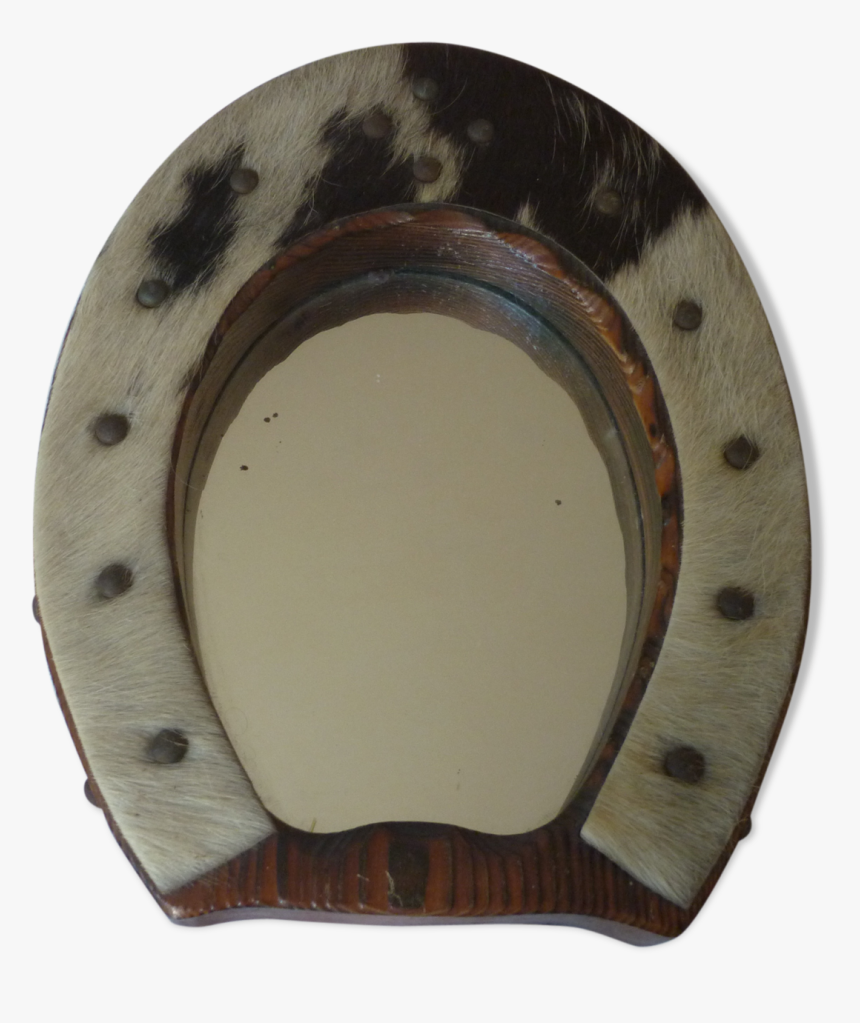 Vintage Mirror Wood And Fur In The Shape Of Horseshoe - Circle, HD Png Download, Free Download