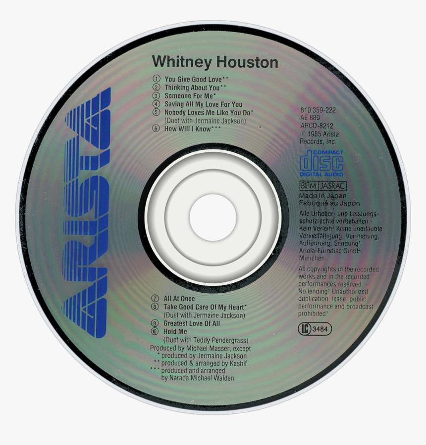 Whitney Houston Whitney Houston Cd Disc Image , Png - Whitney Houston Whitney Houston Cd, Transparent Png, Free Download