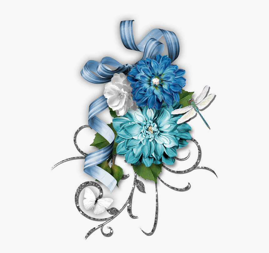 Blue 3d Flowers Png, Transparent Png, Free Download
