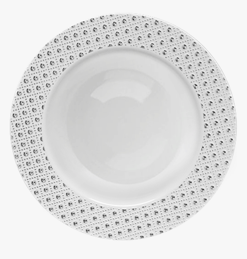 White Plastic Soup Bowls With Silver Sphere Dots - Plate, HD Png Download, Free Download