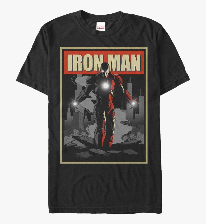 Iron Man Shadow Poster Marvel Comics T-shirt - T-shirt, HD Png Download, Free Download