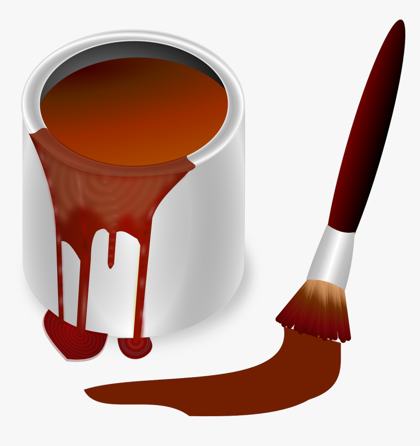 Brown Paint With Paint Brush Svg Clip Arts - Blue Paint Bucket Clipart, HD Png Download, Free Download