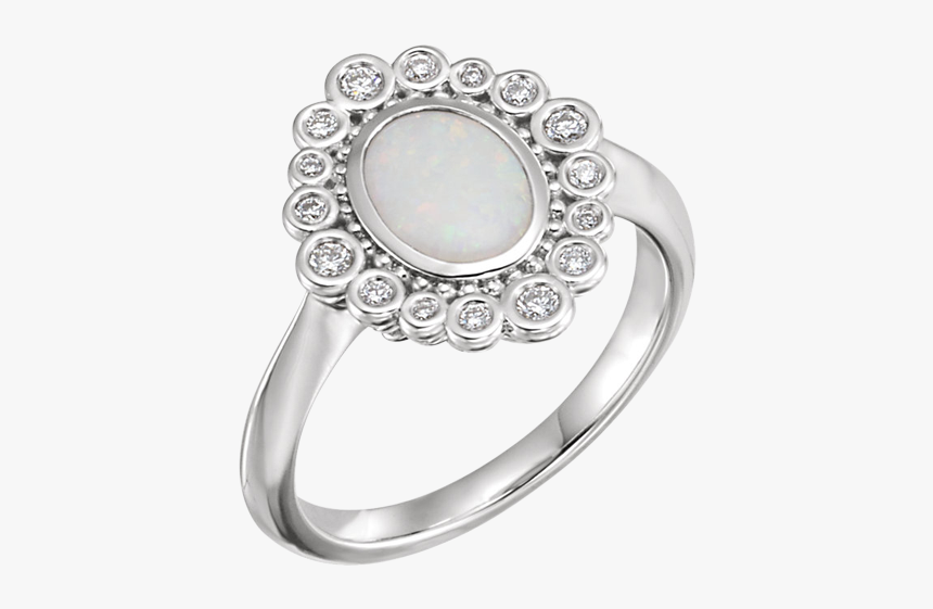 Opal Diamond Bubble Border Ring - Pre-engagement Ring, HD Png Download, Free Download