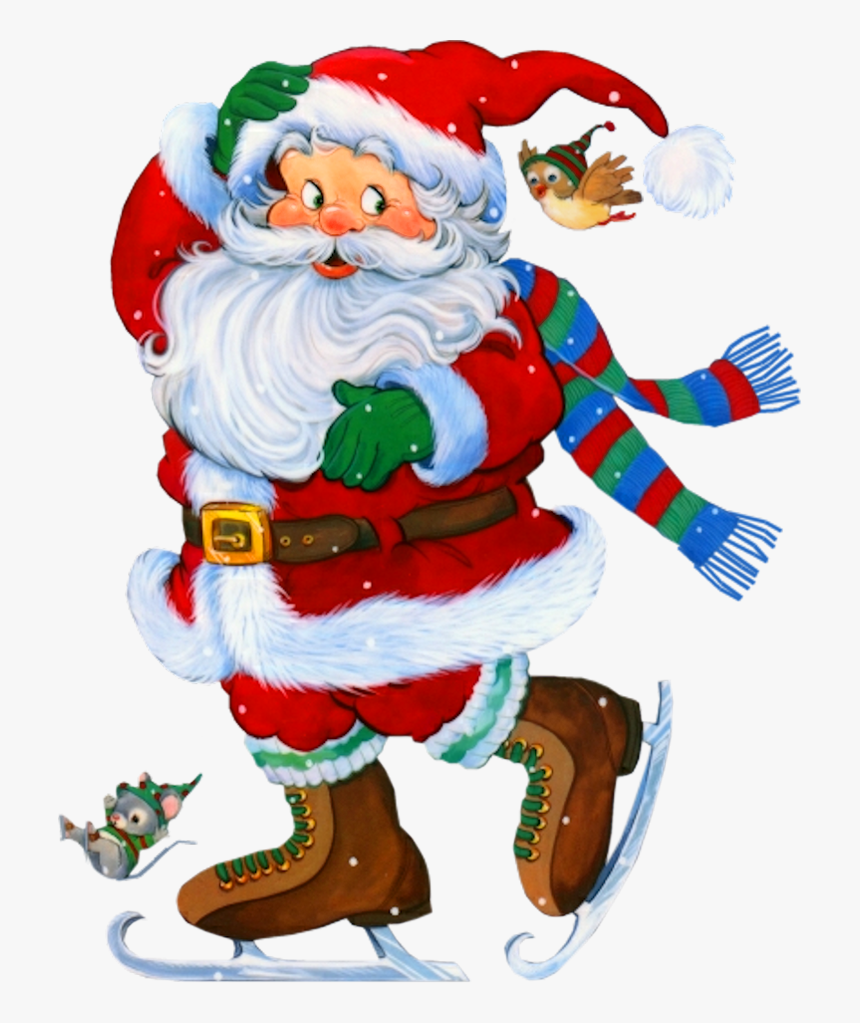 Rudolph Santa Claus Christmas New Year - Santa Ice Skating Clipart, HD Png Download, Free Download