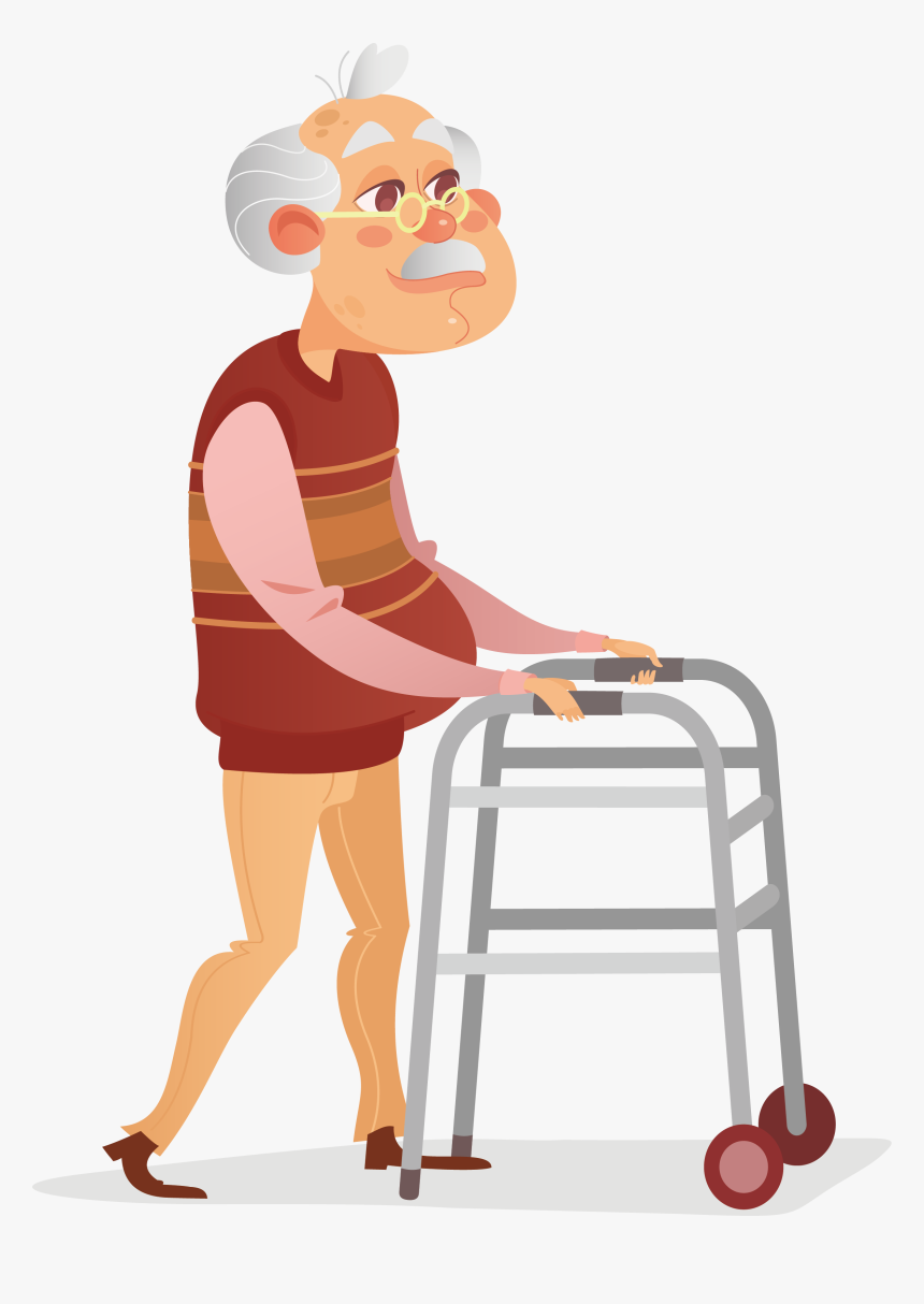 Disability Wheelchair Illustration An Old Man Trained - Old Man Cartoon Png, Transparent Png, Free Download
