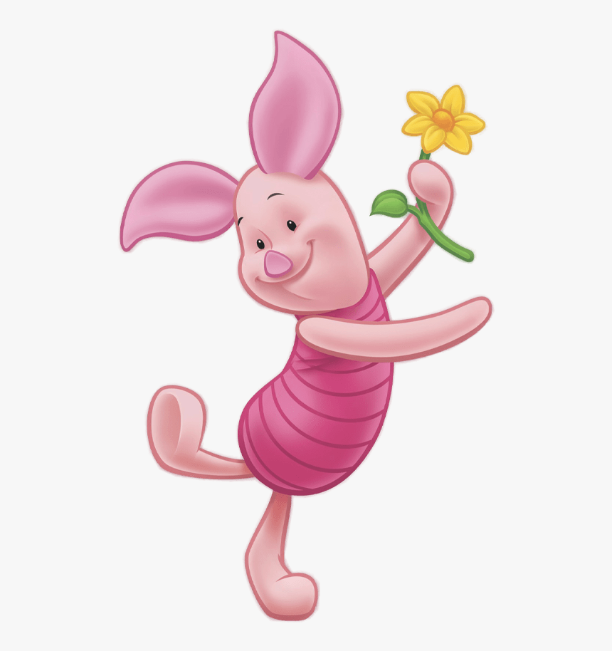 Piglet With Flower - Cartoon Piglet Winnie The Pooh, HD Png Download, Free Download