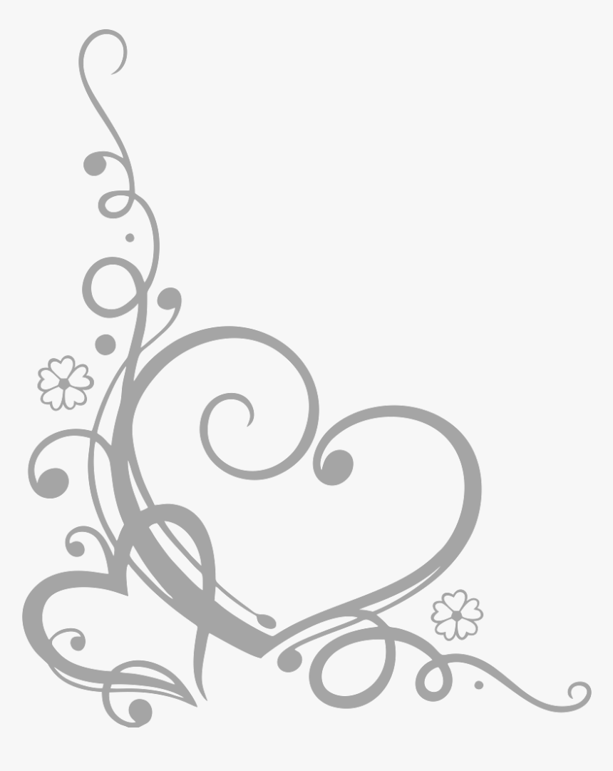 Transparent Swirl Frame Png - Heart Corner Border Black And White, Png Download, Free Download