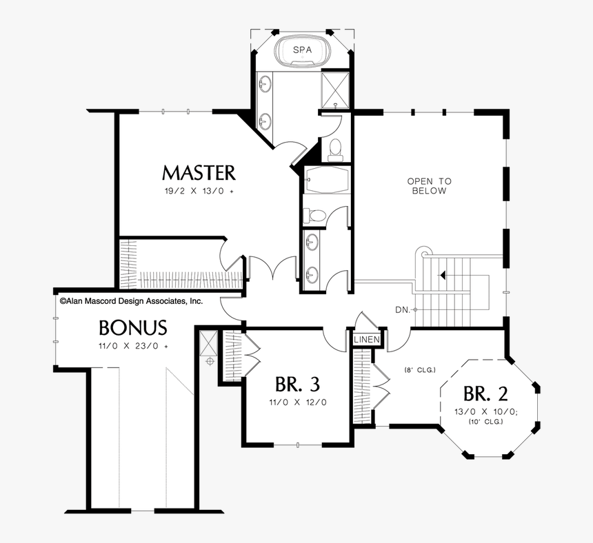 Upper Floor Plan Image For Mascord Kensington Victorian - Floor Plan, HD Png Download, Free Download