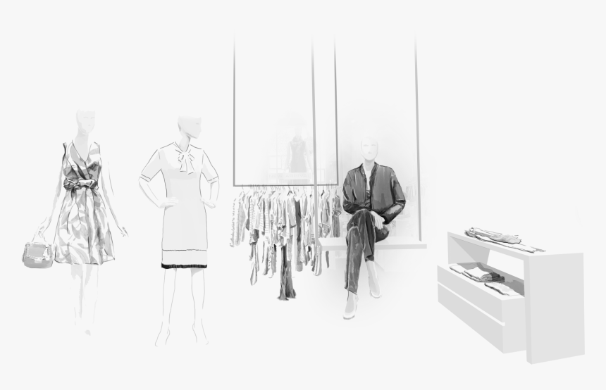 Drawing Mannequins Visual Merchandising - Hand Drawing Visual Merchandising, HD Png Download, Free Download