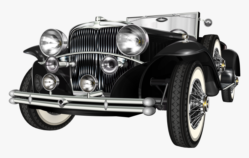 Black Retro Car Png Clip Art - Old Fashion Car Png, Transparent Png, Free Download