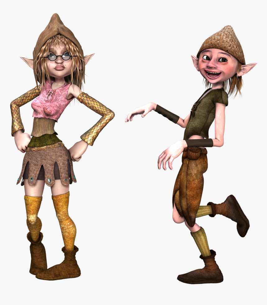 Boy And Girl Elf Pose Free Picture - Мальчик Поза, HD Png Download, Free Download