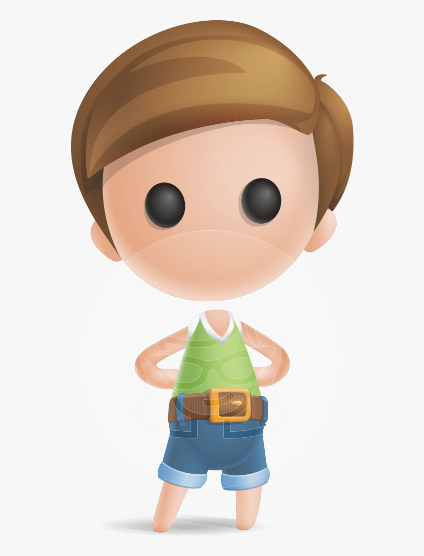 Simple Cute Boy Vector 3d Cartoon Character Aka Little - Simple Boy Cartoon Character, HD Png Download, Free Download