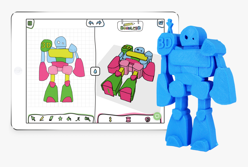 A 3d Model Of A Robot Created With Doodle3d - 2d Drawing To 3d Model Easy, HD Png Download, Free Download