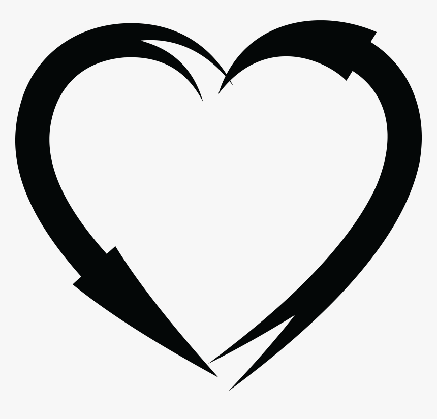 Free Clipart Of A Black And White Heart Frame Of Arrows - Free Heart Frame Png, Transparent Png, Free Download