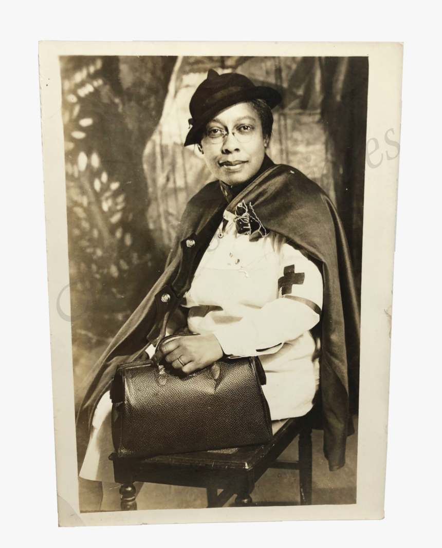 Vintage African American Woman Nurse Red Cross Uniform - Sitting, HD Png Download, Free Download