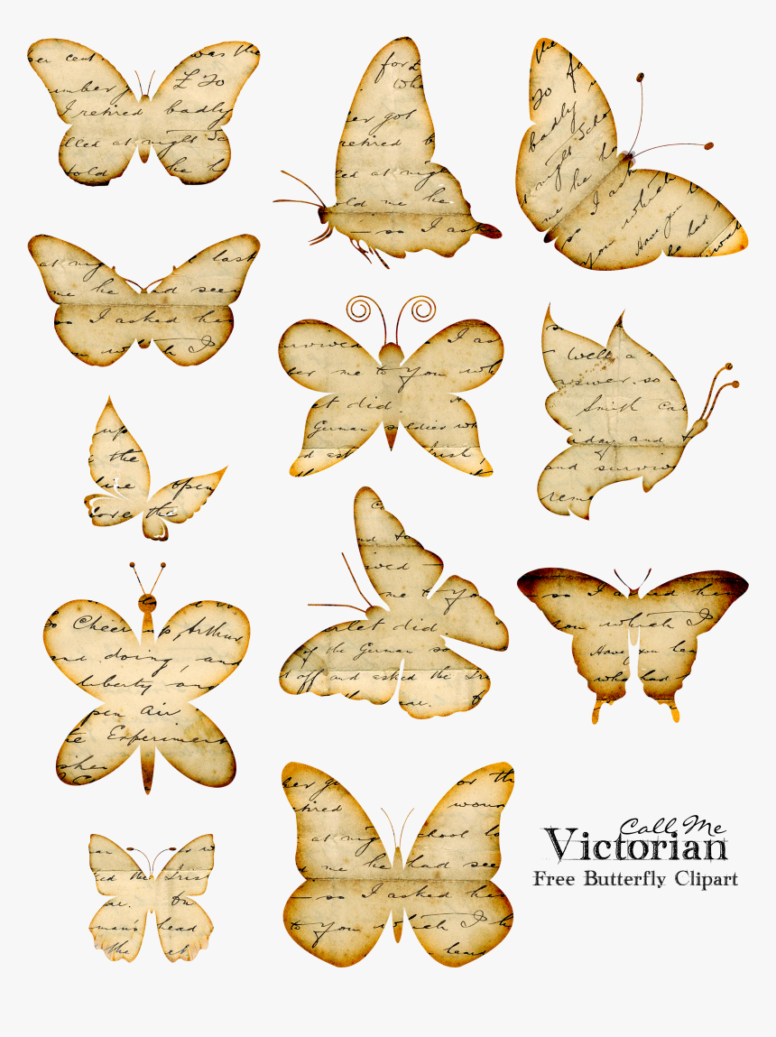 4 Best Image Of Printable Vintage Butterfly Scrapbook - Printable Craft Butterflies, HD Png Download, Free Download