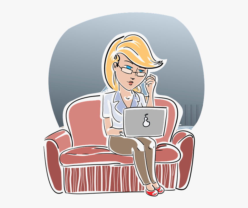 Working Online Woman Cartoon, HD Png Download, Free Download