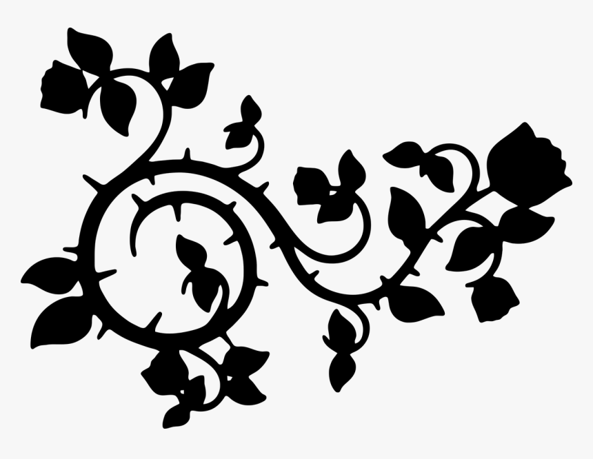 Roses, Flowers, Floral, Swoosh, Flourish, Decorative - Rose Vine Silhouette, HD Png Download, Free Download