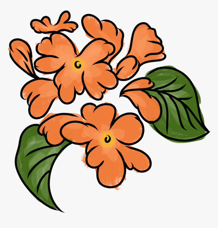 Crossandra - Crossandra Flower Black And White Png, Transparent Png, Free Download