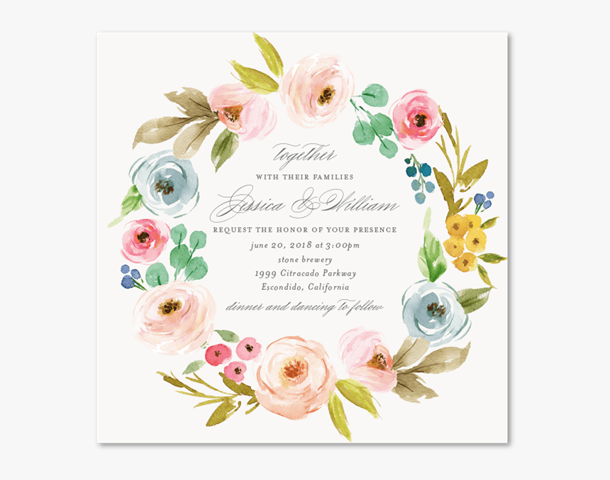 Wildflowers Wreath Wedding Invitations - Floral Wreath For Wedding Invitations, HD Png Download, Free Download