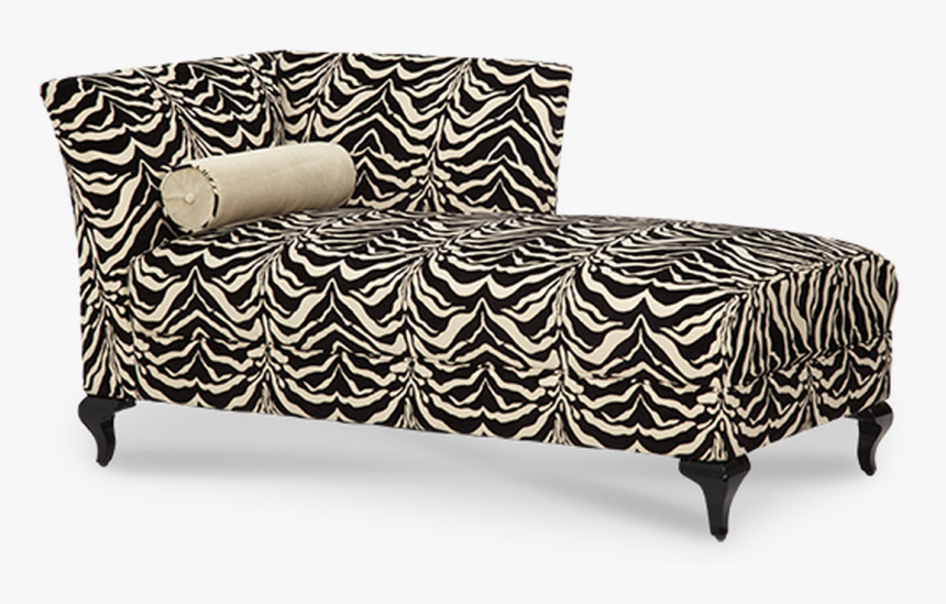 Solid Wood Legs Zebra Fabric Left Arm Facing Chaise - Furniture, HD Png Download, Free Download