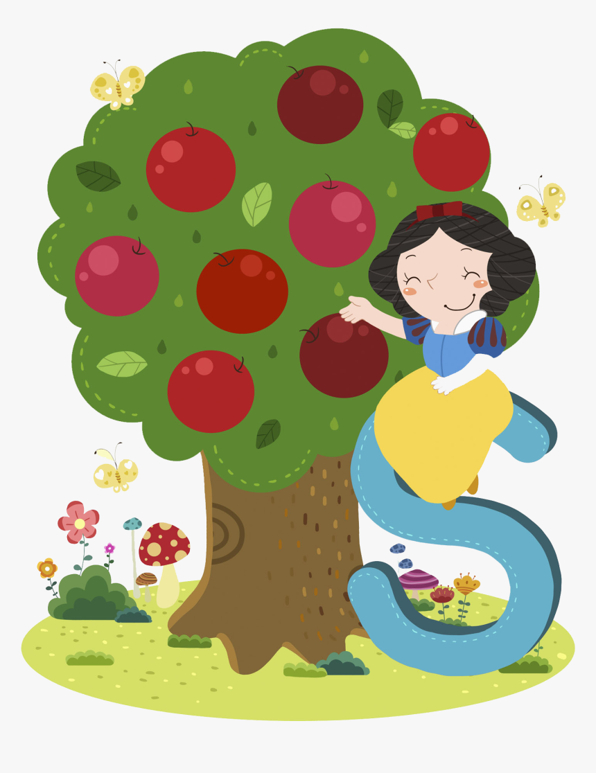 Snow White Apple Cartoon Illustration, HD Png Download, Free Download