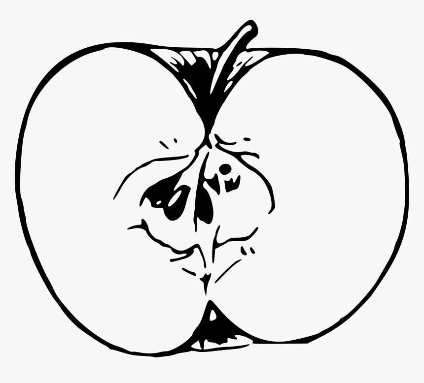 Apple Clipart Png Black And White Jpg Library Library - Cut Apple Clipart Black And White, Transparent Png, Free Download
