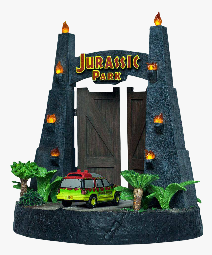 Jurassic Park Gate Diorama , Png Download - Jurassic Park Park Gates Sculpture, Transparent Png, Free Download
