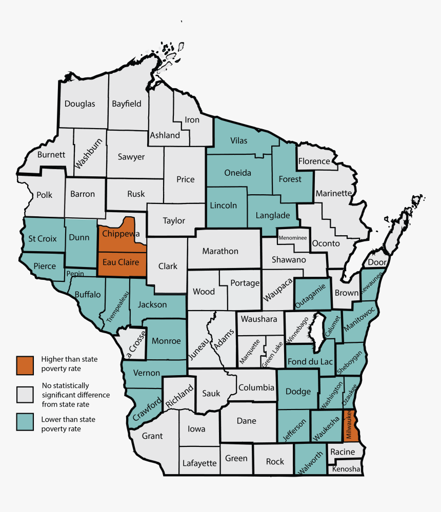 Wpm County /multicounty Level Poverty Rates Vary A - Wisconsin Counties, HD Png Download, Free Download