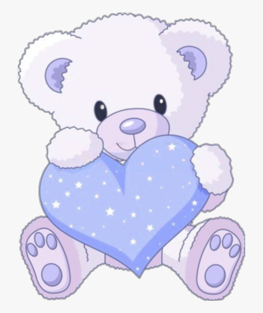 Drawings Of Blue Colour Teddy Bears With Hearts, HD Png Download - kindpng.