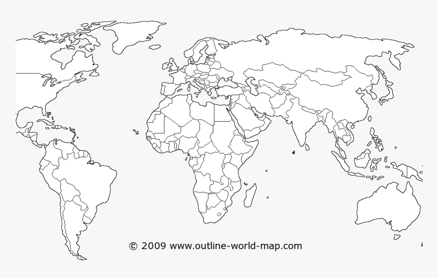 Download Black White World Map - Transparent World Map Outline, HD Png Download, Free Download