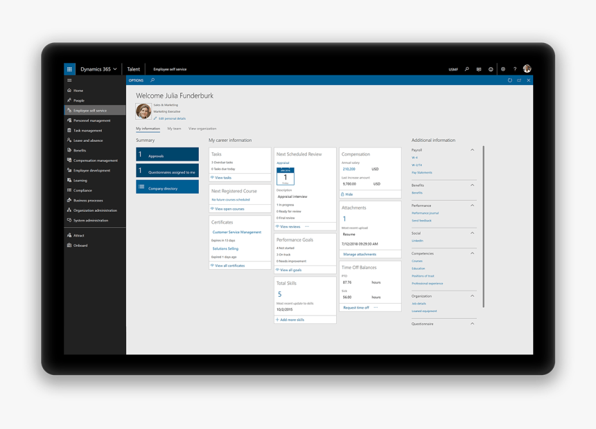 Microsoft Dynamics 365 For Talent Employee Self Service - Microsoft Dynamics 365, HD Png Download, Free Download