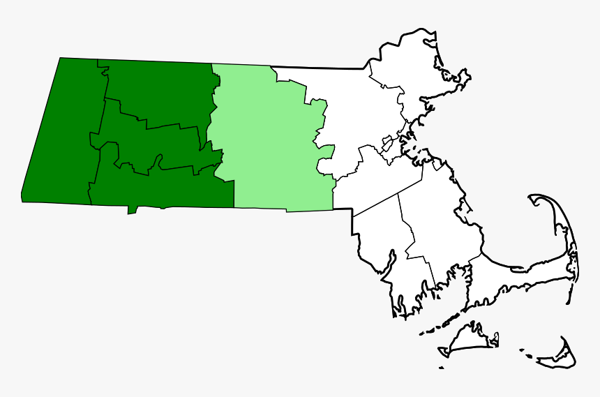 Map Of Massachusetts Highlighting Western Counties - Map Of Massachusetts Towns, HD Png Download, Free Download