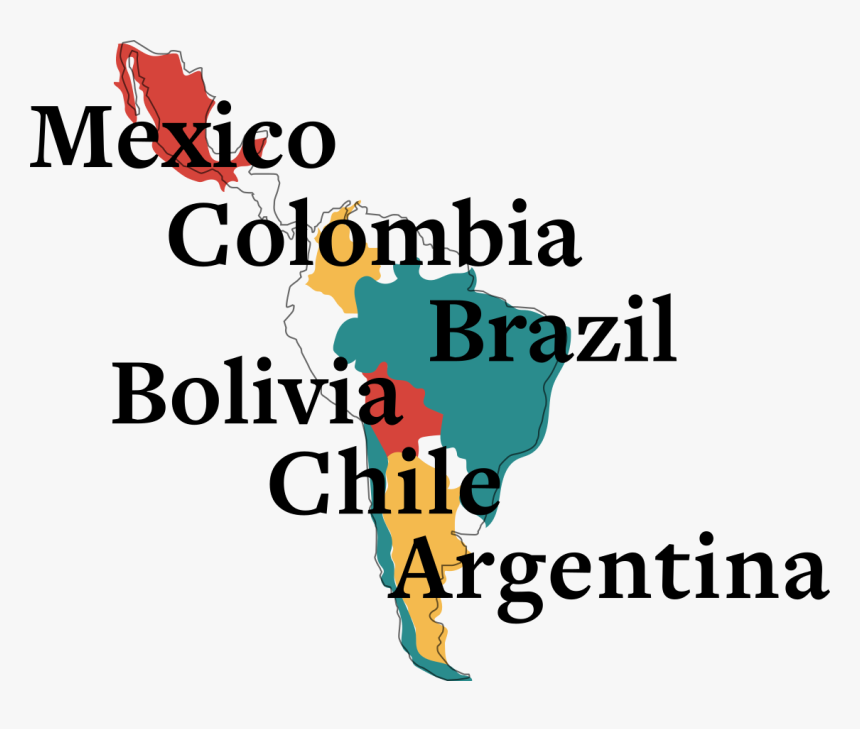 México, Colômbia, Brasil, Bolívia, Chile E Argentina - Mizuki Thailand Co Ltd, HD Png Download, Free Download