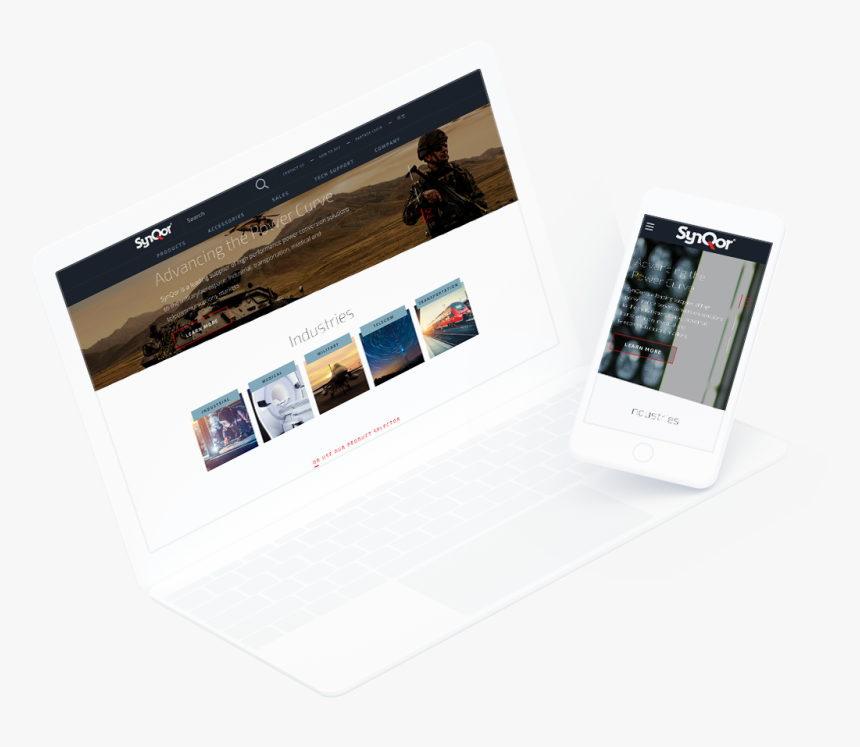 Mockup Of Computer And Phone Screen With Synqor Homepage - Tablet Computer, HD Png Download, Free Download
